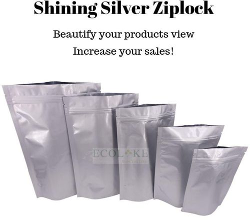 Ecolike 50 pieces Extra Thick Ziplock Full Aluminium Plated Stand Food Grade Packaging Bag