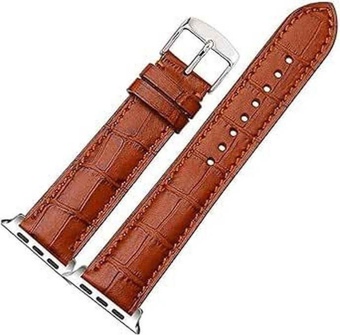 Leather Band for Apple Watch 38mm / 40mm / 41mm, Crocodile Pattern Replacement Strap for Apple Watch Series 7 6 5 4 3 2 1 SE Men Women, Leather, by (Brown)