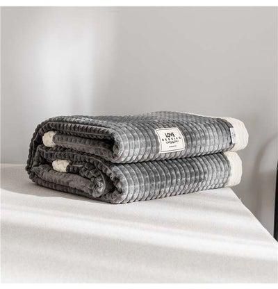 Double-Layer Colour Block Blanket Cotton Grey 200x230centimeter