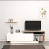 TV Unit with wall shelf, Wood & White - TV105