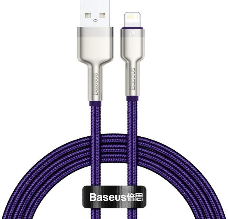 Baseus USB to Lightning-Fast Charging Data Transfer Cable Cafule Series Braided Nylon 2.4A 1m Purple