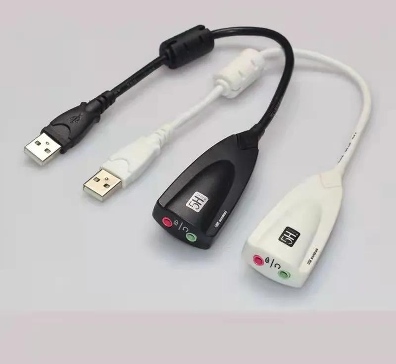Sound Card 7.1 Adapter 5HV2 USB to 3D CH Sound Antimagnetic Audio Headset Microphone 3.5mm Jack For Laptop PC