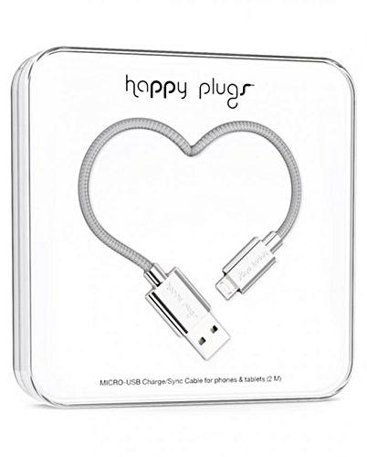 Happy Plugs Micro USB Charge/Sync Cable - 2M - Silver