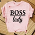 Boss Lady Ladies Round Neck Polo Printed T-Shirt- Pink