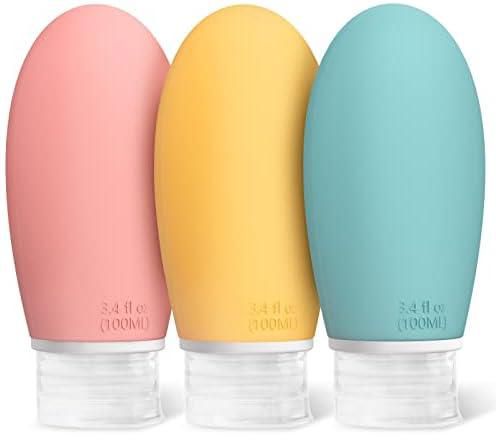 Opret 100ml Silicone Travel Bottle, 3 Pack Leak Proof Containers 3.4oz Refillable Squeezable Bottles for Liquid Shampoos, Conditioner and Toiletries, BPA Free and TSA Approved