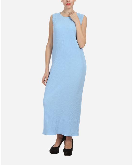 BLEND Plisse Maxi Dress - Light Blue