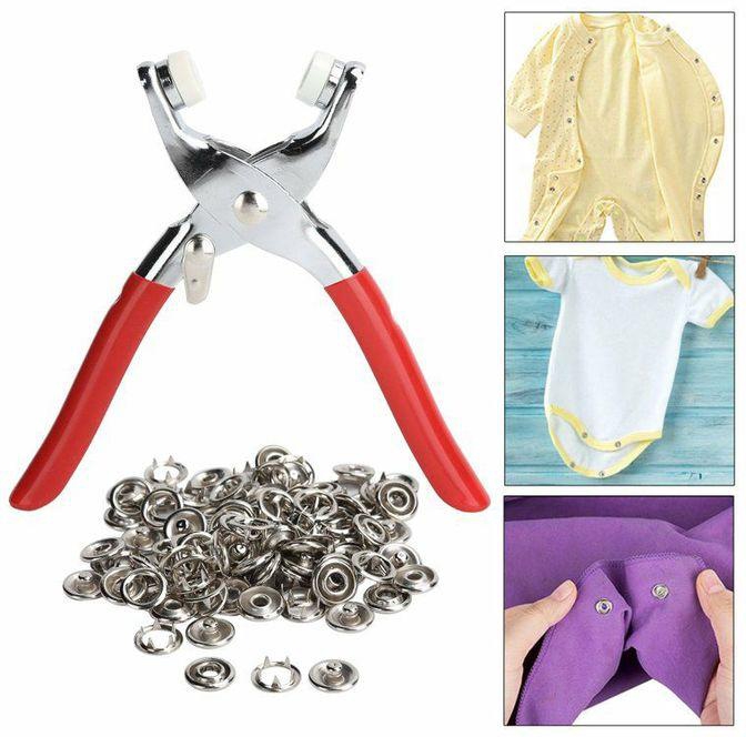 Fixed Button Tool, Press Stud Set With Pliers, Button Press Studs, 100 Set Eyelets Press Studs