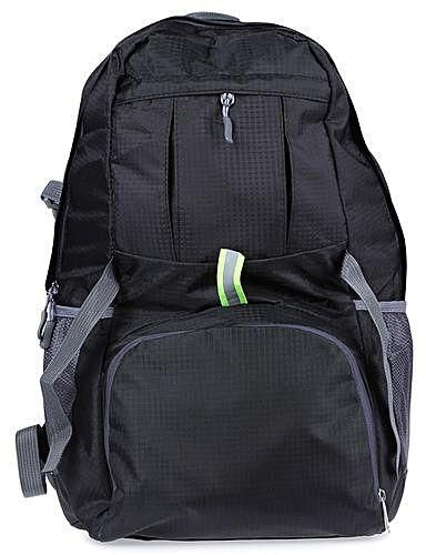 Generic Nylon Folding Ultra Light Water Resistant Backpack School Bag For Camping Hiking (Black)