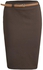 Fitted Bodycon Midi Skirt With Belt - Brown