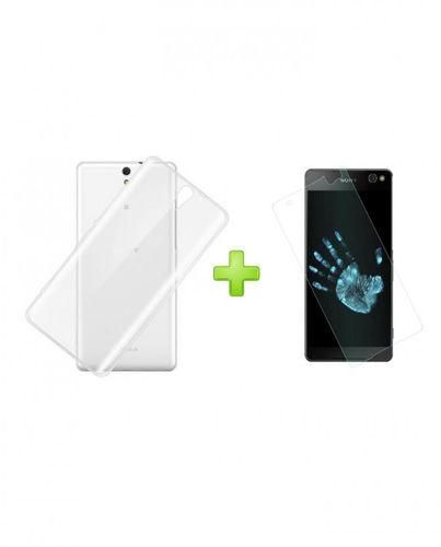Mobiphone Back Cover for Sony Xperia C5 - Clear + Tempered Glass Screen Protector - Clear