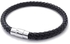 LIUSHUI 1pcs Stainless Steel Leather Bracelet - Braided Leather Bracelet for Men and Women, Black - Width 6mm - Length 18cm