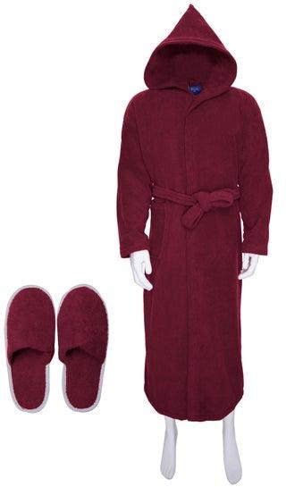 Egyptian Cotton Bathrobe For Unisex With Bow And Slipper And Waist Belt In Multiple Sizes And Colors