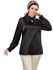 Smoky Egypt Satin Blouse With Mock Neck And Bow Tie - Black