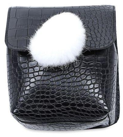 Guapabien Animal Hairball Decoration Handbag - Black