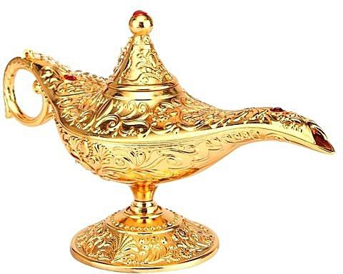 Universal Large Metal Carved Wishing Lamp Aladdin Light Wish Pot Collectable Saving Decor