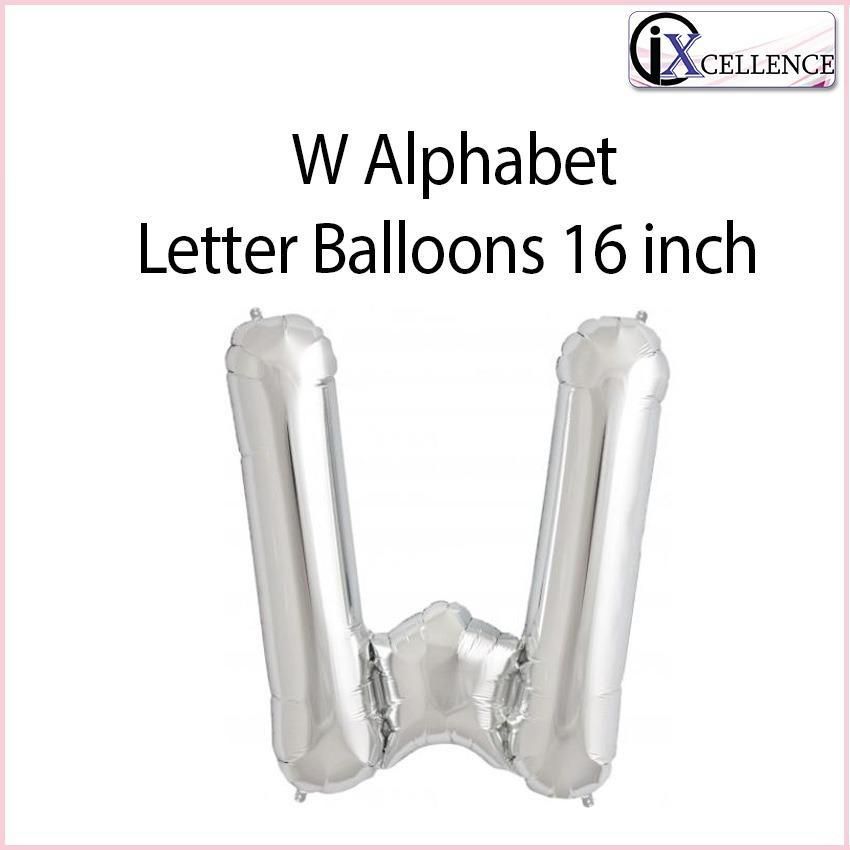 【IX】 Alphabet W Letter Balloon 16 inch toys for girls (Silver)