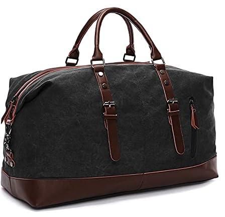 Sambox Weekender Leather Duffle Bag, Black, Pack Of 1