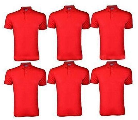 Men's Plain Polo T-Shirt 6 In 1 Short-Sleeve-Red