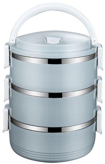 3 Layer Stainless Thermal Lunch Box- Blue