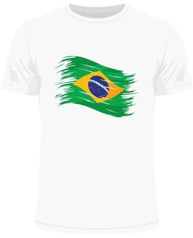 Brazil Patriotic Independent Day Printed Casual Crew Neck Premium Short Sleeve T-Shirt White