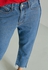 Contrast Side Paneled Raw Hem Boyfriend Jeans