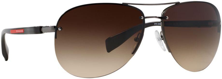 Prada Men's Gradient Linea Rossa PS56MS-5AV6S1-65 Brown Aviator Sunglasses