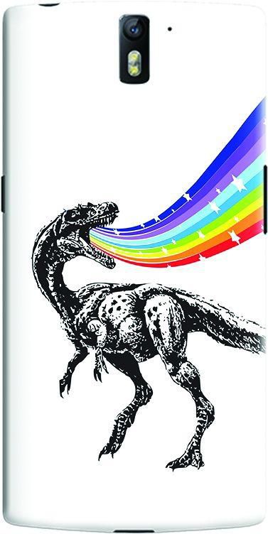 Stylizedd OnePlus One Slim Snap Case Cover Matte Finish - Rainbow Dino