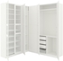 PAX Corner wardrobe, white Tyssedal, Tyssedal glass, 210/188x236 cm