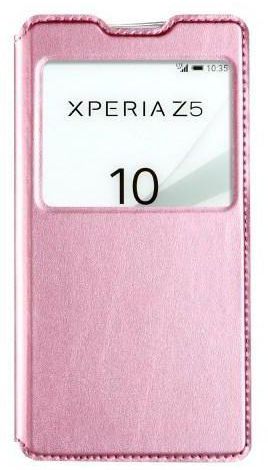 KLD Sun Series View Window Leather Cover for Sony Xperia Z5 / Z5 Dual - Pink