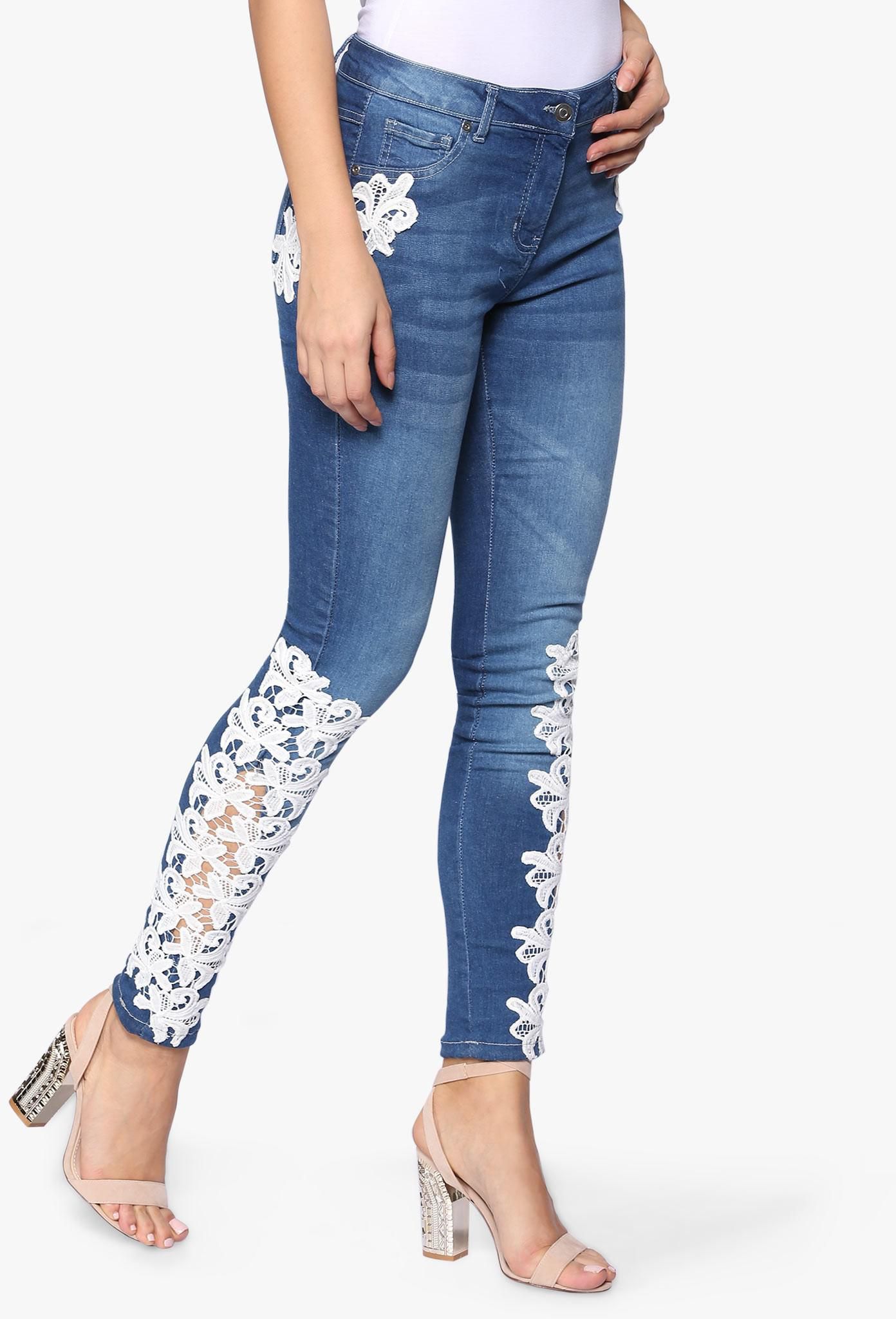 Crochet Detail Skinny Jeans