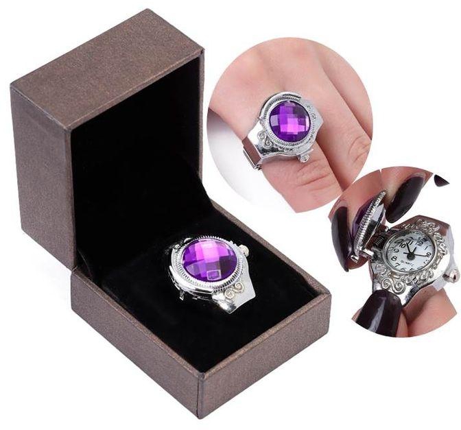 Dudu Flower Metal Ring Watch - Silver & Purple