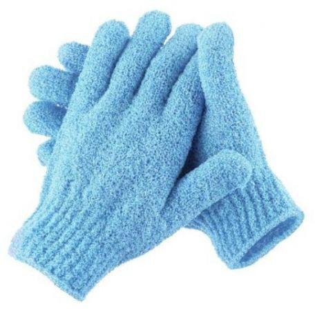 Fashion Bathing Gloves Exfoliating Body Shower Scrub Gloves - Blue