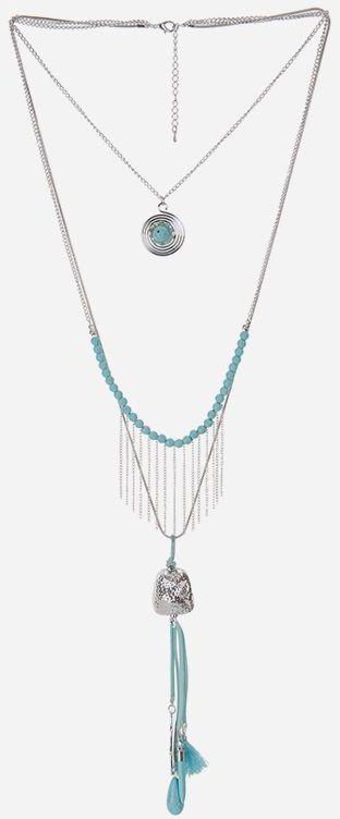 Variety Layered Necklace - Blue & Silver