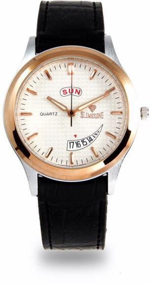Black Leather Classic Gent's Wrist Watch ‫(HM62)