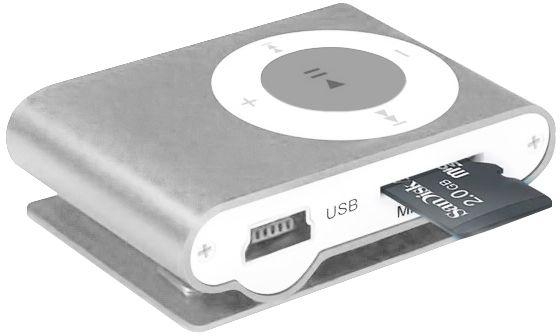 Nano Mp3 Music player with 2 Gb Scan Disk Memory Card - Silver