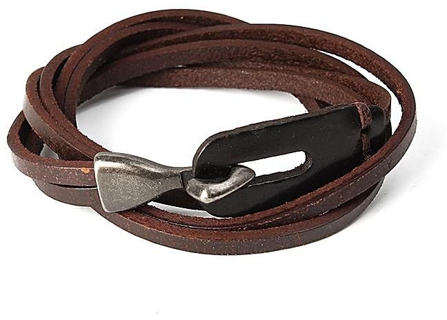 Generic Leather Multilayers Buckle Men Bracelet Bangle Chain Accessories - Brown