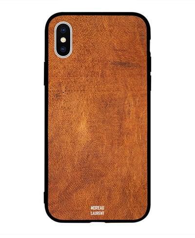 Skin Case Cover -for Apple iPhone X Orange Brown Leather Pattern نمط جلد باللون البني البرتقالي