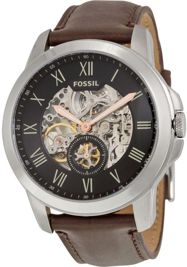 Fossil Grant Men's Black Dial Leather Band Automatic Watch - ME3095