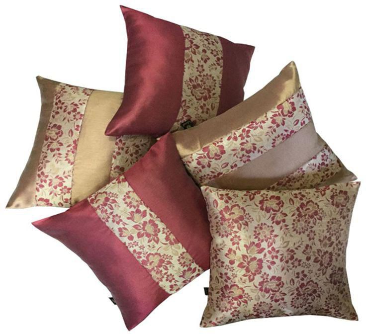 Pack of 5 Motifs Cushions Cover Pink 40 x 40 centimeter