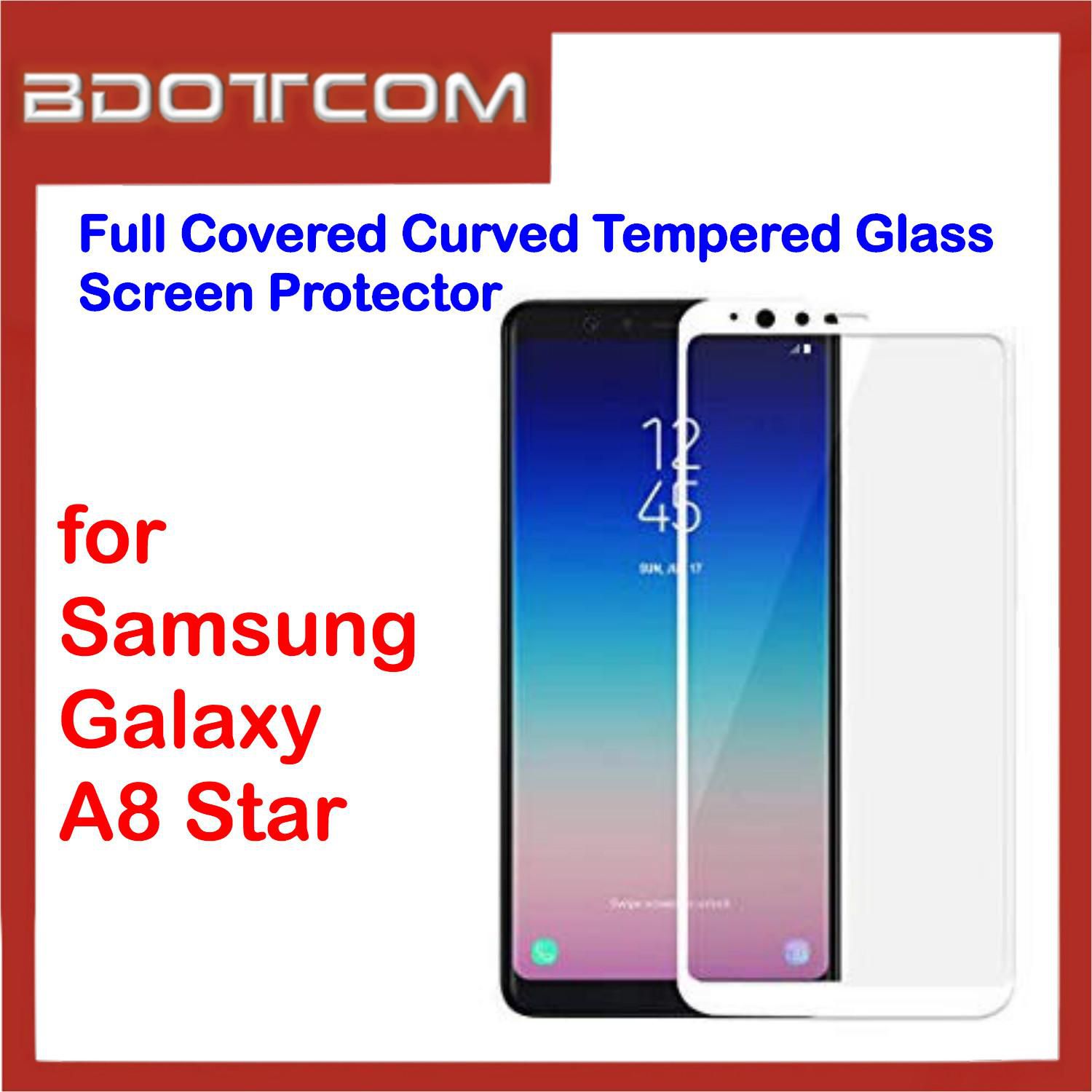 Bdotcom Full Covered Tempered Glass Screen for Samsung Galaxy A8 Star (White)