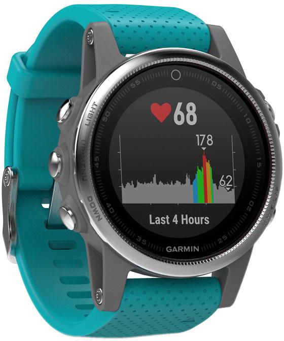 Garmin Fenix 5S GPS Watch Silver with Turquoise Band
