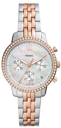 Fossil Women's Neutra Quartz Stainless Steel Chronograph Watch, Color: Silver/Rose Gold (Model: ES5279), Two-Tone, One Size, 36 mm Neutral Chronograph Stainless Steel Watch ES5279