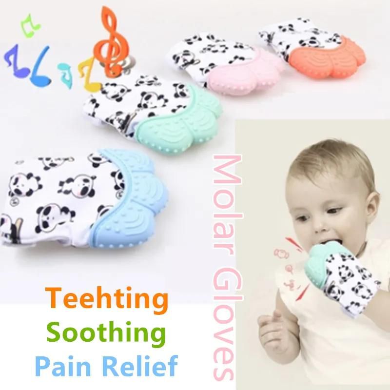 Baby Molar Gloves Baby Teething Food Grade Silicone Glove Cute Panda Molar Glove Prevent Biting