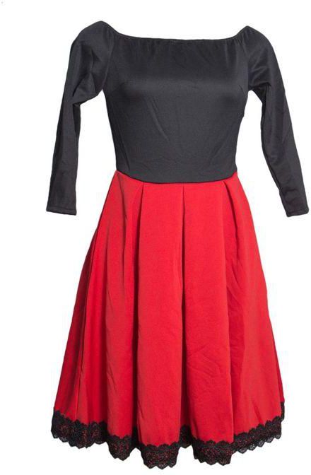 Jaymut Black/Red Off-shoulder Dress With Lace Detail