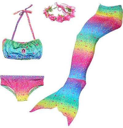 4-Piece Mermaid Swimming Costume Set 150cm