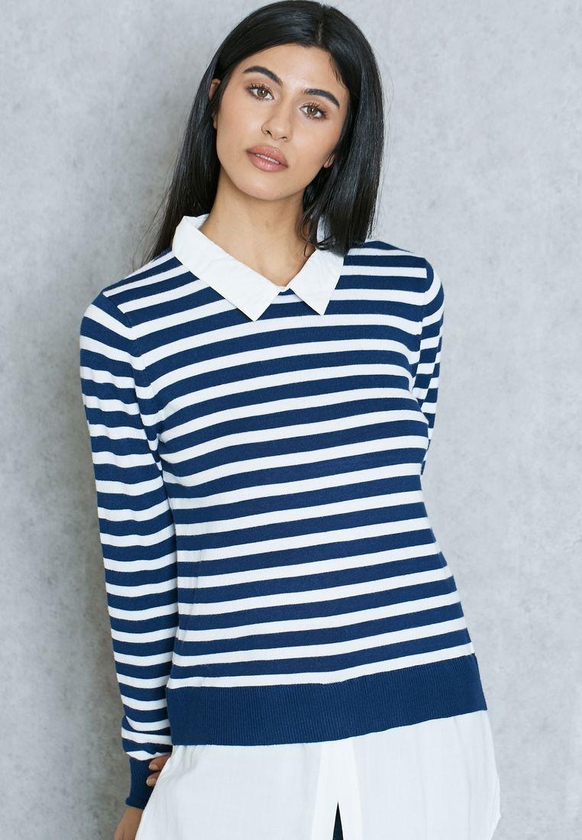 Striped Layered Look Sweater