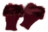 Fashion Cute Faux Rabbit Fur Hand Winter Warmer Knitted Fingerless Gloves Burgundy L
