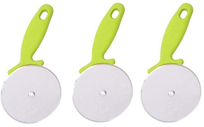 Stainless Steel Pizza Cutter With Plastic Handle - Green - 3Pcs