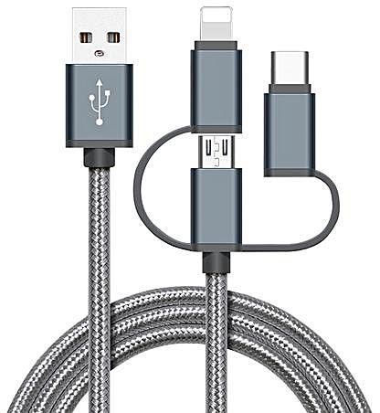 Generic High Speed Nylon Braided Fast Charging 3 In 1 USB Charger Cable For IPhone Android Type C Mobile Phones