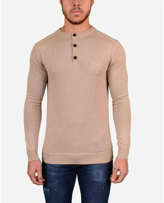 Town Team Buttoned Collar Pullover - Beige